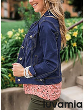 luvamia Women's Basic Button Down Stretch Fitted Long Sleeves Denim Jean Jacket