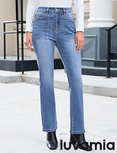 luvamia Bootcut Jeans for Women Trendy High Waisted Classic Boot Cut Stretchy Denim Pants Patch Pocket Trouser Jeans