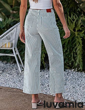 luvamia Stripe High Waist Wide Leg Jeans for Women