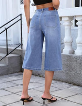 luvamia FleXclusive Capri Jeans for Women Wide Leg Trendy High Waisted Casual Summer Stretchy Denim Culottes Capri Pants with Pocket