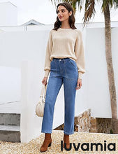 luvamia FleXclusive Women's Jeans High Waisted Straight Leg Tummy Control Stretchy Denim Pants Trendy Patch Pocket Trouser Jeans