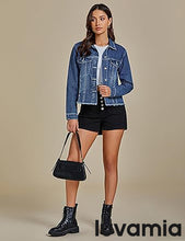 luvamia Women's Basic Button Down Stretch Fitted Long Sleeves Denim Jean Jacket