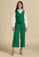 LUVAMIA Women's 2 Piece Business Casual Long Pants Outfit Pant Suit V Neck Vest Wide Leg Pantsuits