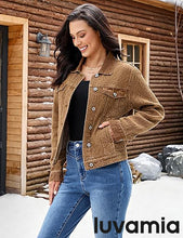LUVAMIA Casual Western Denim Jacket Women Button Front Long Sleeve Vintage with Functional Pockets