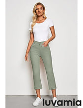 luvamia Capri Jeans for Women High Waisted Slim Straight Stretchy Denim Capris Pants Welt Pockets Casual Cropped Jeans