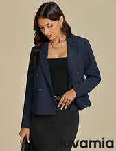 LUVAMIA Women Suit Jacket Double-Breasted Business Casual Long Sleeve Suiting Blazers