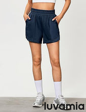 LUVAMIA Women's Brief High-Waisted Elastic-Waist Athletic Wide-Leg Shorts