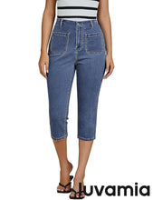 LUVAMIA Women's Casual Jegging Capri Denim Slim Straight High Waist Jeans