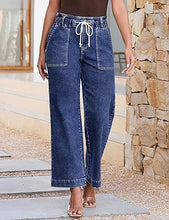 luvamia FleXclusive Wide Leg Jeans for Women Trendy High Waisted Elastic Waist Paperbag Drawstring Stretchy Denim Pants Trouser Jeans
