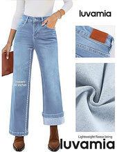 luvamia Flare Jeans for Women Thin Fleece Lined High Waisted Wide Leg Trendy Fall Stretchy Denim Pants Trouser Jeans