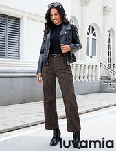 luvamia Wide Leg Jeans Woman Trendy High Waisted Leopard Cheetah Print Ankle Length Stretchy Denim Pants with Pockets