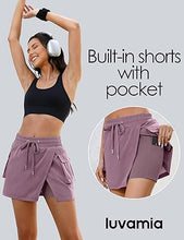 LUVAMIA Women's Active Breathable High Waisted Regular Relaxed Fit Shorts Skort.
