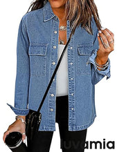 luvamia 2025 Jean Jackets for Women Fashion Oversized Button Down Denim Jacket Western Fall Shacket Jacket with Pockets