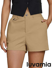 LUVAMIA Women's Shorts High Waist Zipper Closure Elastic Band Waistband Casual Wear Short Pants
