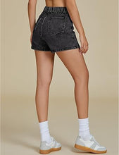 LUVAMIA Women's Slim Fit Pleated Denim Unlined Irregular Retro High Waisted Skorts