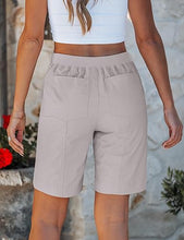 luvamia Bermuda Shorts for Women Trendy High Waist Knee Length Chino Long Shorts Drawstring Summer Casual Short 9"