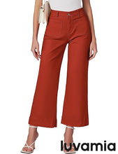 luvamia Wide Leg Jeans for Women Trendy High Waisted Flare Jeans Cropped Denim Pants Stretchy Baggy with Patch Pockets