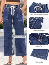 luvamia FleXclusive Wide Leg Jeans for Women Trendy High Waisted Elastic Waist Paperbag Drawstring Stretchy Denim Pants Trouser Jeans