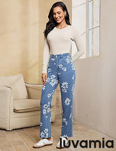 luvamia Straight Leg Jeans for Women Floral Printed High Waisted Trendy Cute Vintage Stretchy Denim Pants Boho Jeans
