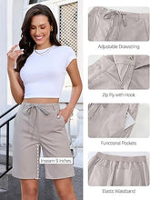 luvamia Bermuda Shorts for Women Trendy High Waist Knee Length Chino Long Shorts Drawstring Summer Casual Short 9"