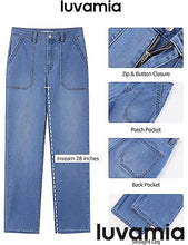 luvamia FleXclusive Women's Jeans High Waisted Straight Leg Tummy Control Stretchy Denim Pants Trendy Patch Pocket Trouser Jeans