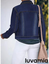 luvamia Women's Basic Button Down Stretch Fitted Long Sleeves Denim Jean Jacket