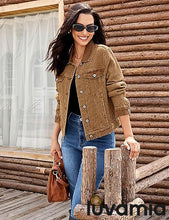 LUVAMIA Casual Western Denim Jacket Women Button Front Long Sleeve Vintage with Functional Pockets