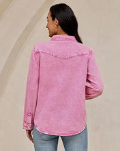 luvamia FleXclusive Denim Jackets for Women Trendy Long Sleeve Distressed Jean Button Down Shirts Jacket Shacket Trucker Jacket