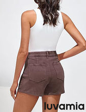 LUVAMIA Denim Skorts for Woman Cargo Faux Wrap Jean Skort Skirts Stretchy High Waisted Skirt Shorts