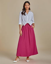 LUVAMIA Women's Summer Long Lightweight Flowy Skirt Stripe Maxi Fashion