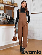 luvamia Corduroy Overalls for Women Loose Fit Baggy Straight Casual Adjustable Straps Bib Jumpsuit Overalls with Pockets