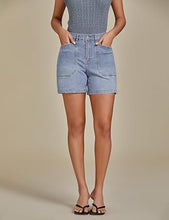Women's Denim Mid Waist Shorts Regular Fit Summer Pocket Walkshorts