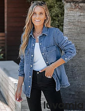 luvamia 2025 Jean Jackets for Women Fashion Oversized Button Down Denim Jacket Western Fall Shacket Jacket with Pockets