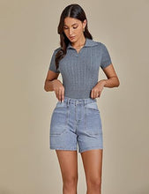Women's Denim Mid Waist Shorts Regular Fit Summer Pocket Walkshorts