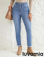 luvamia Skinny Jeans for Women Thin Fleece Lined High Waisted Front Yoke Fall Thermal Stretchy Denim Pants Warm Jeggings