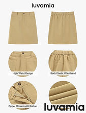 luvamia Corduroy Skirts for Women High Waisted Trendy Fall Elastic Waist Casual Stretchy Short Skirts with Patch Pockets