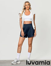 LUVAMIA Women's Brief High-Waisted Elastic-Waist Athletic Wide-Leg Shorts