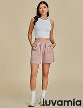 LUVAMIA Women's High Waist Elastic Waistband Shorts Regular Comfort Silhouette