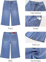 luvamia FleXclusive Capri Jeans for Women Wide Leg Trendy High Waisted Casual Summer Stretchy Denim Culottes Capri Pants with Pocket