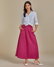 LUVAMIA Women's Summer Long Lightweight Flowy Skirt Stripe Maxi Fashion