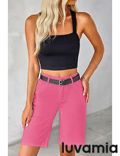 LUVAMIA Denim Bermuda Shorts for Women High Waisted  Stretchy  Straight Leg Jeans