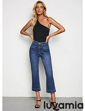 luvamia Capri Jeans for Women High Waisted Slim Straight Stretchy Denim Capris Pants Welt Pockets Casual Cropped Jeans