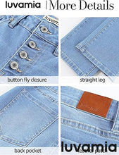 LUVAMIA Women's High Waisted Straight Jeans Fashion Button Knit Jeans High Quality Jeans
