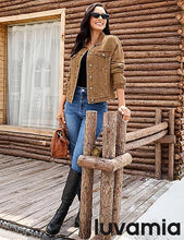 LUVAMIA Casual Western Denim Jacket Women Button Front Long Sleeve Vintage with Functional Pockets