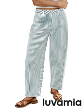 luvamia Barrel Jeans for Women Trendy Baggy Wide Leg Striped High Waisted Cropped Casual Pinstripe Stretchy Denim Pants