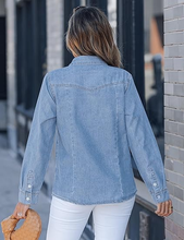 luvamia FleXclusive Denim Shirts for Women Long Sleeve Button Down Chambray Relaxed Fit Western Jean Shirts Casual Collared Jean Top