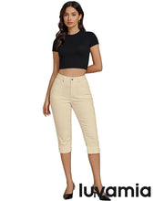 LUVAMIA Women Skinny Capri High Rise Denim Stretch Cropped Jeans