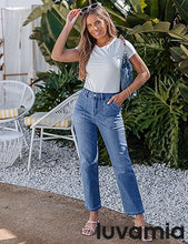 luvamia FleXclusive Women's Jeans High Waisted Straight Leg Tummy Control Stretchy Denim Pants Trendy Patch Pocket Trouser Jeans