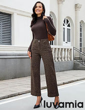 luvamia Wide Leg Jeans Woman Trendy High Waisted Leopard Cheetah Print Ankle Length Stretchy Denim Pants with Pockets