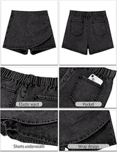 LUVAMIA Women's Slim Fit Pleated Denim Unlined Irregular Retro High Waisted Skorts